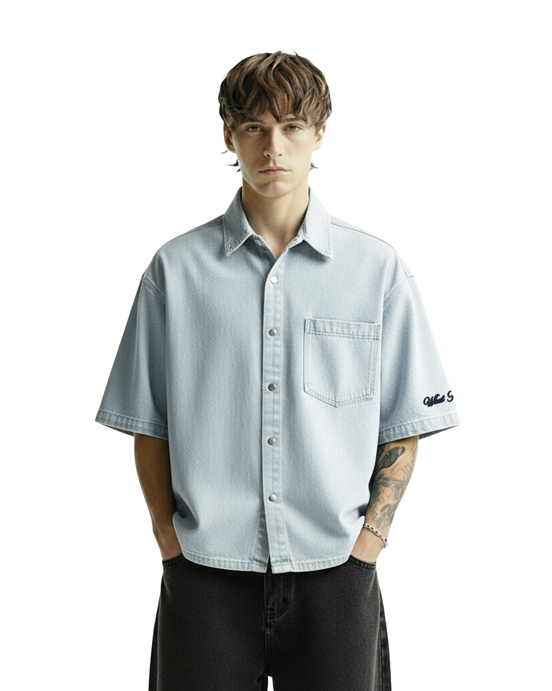 Blue Half Sleeve Denim Layer