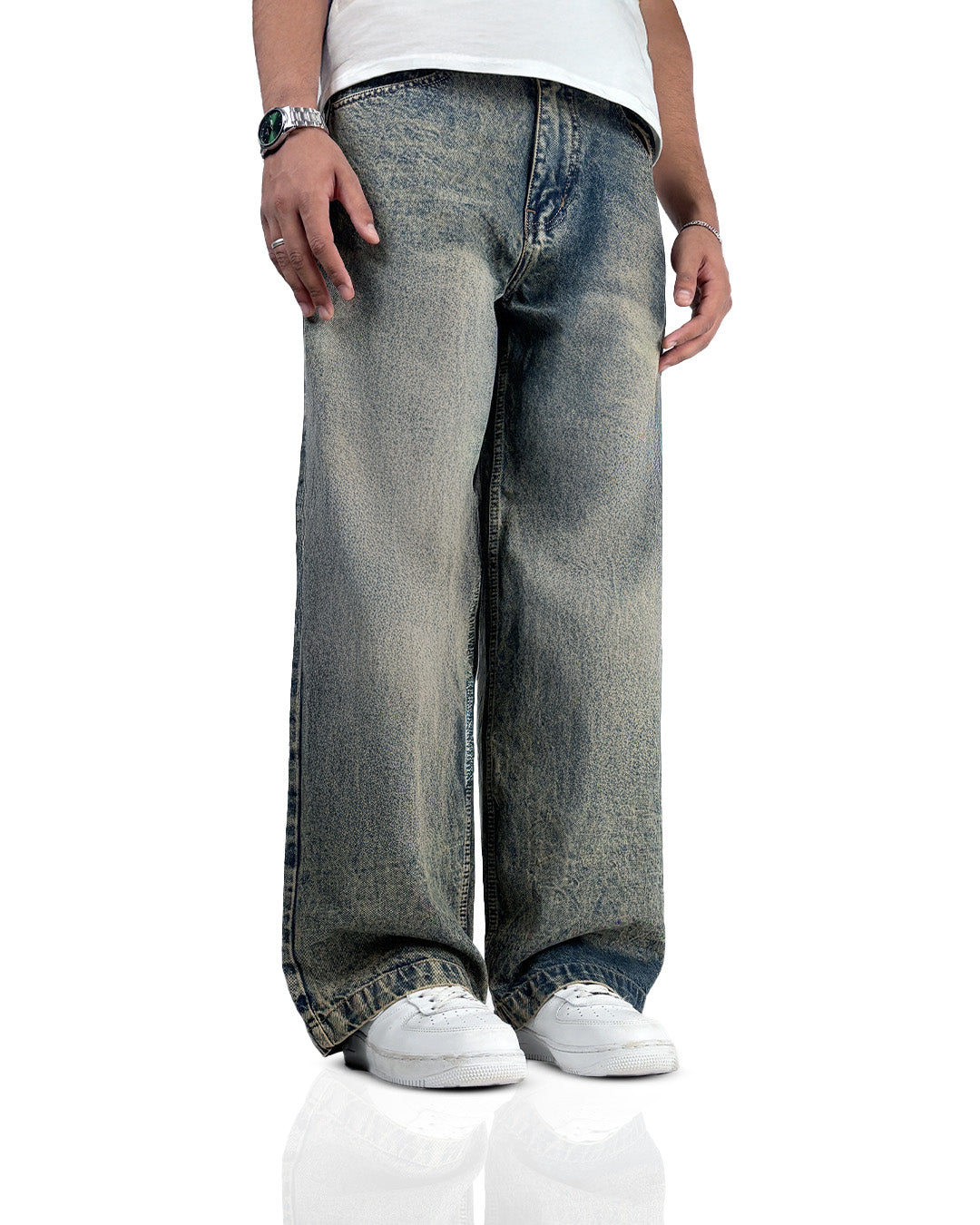 Burnt Blue Baggy Denim Jeans