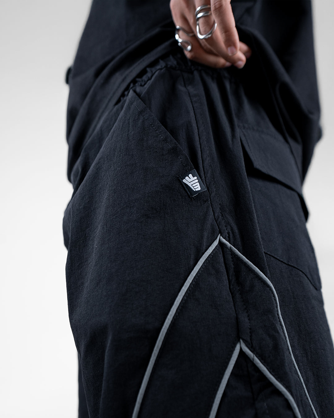Black Edgy Parachute Pants