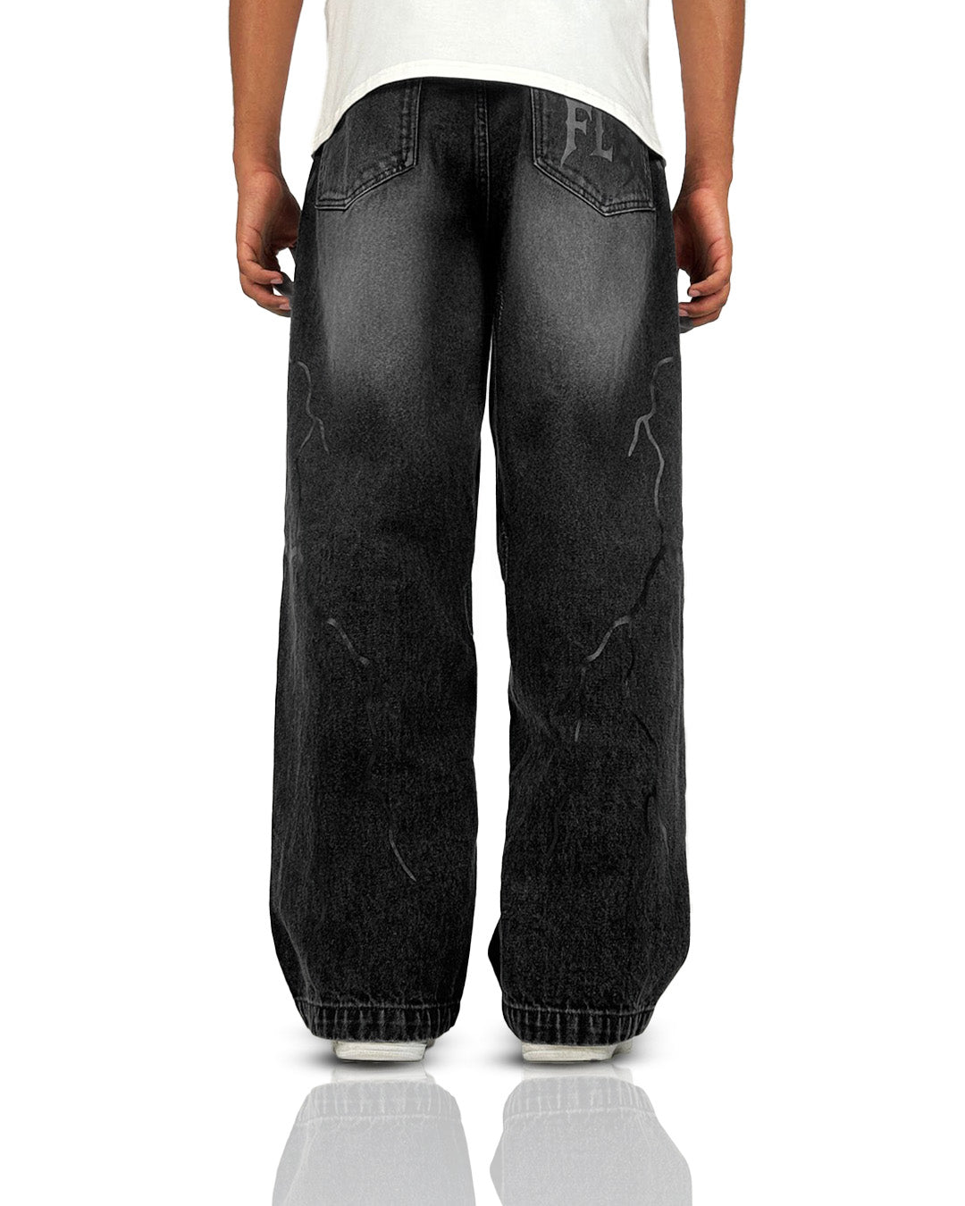 Electric Black Baggy Denim Jeans