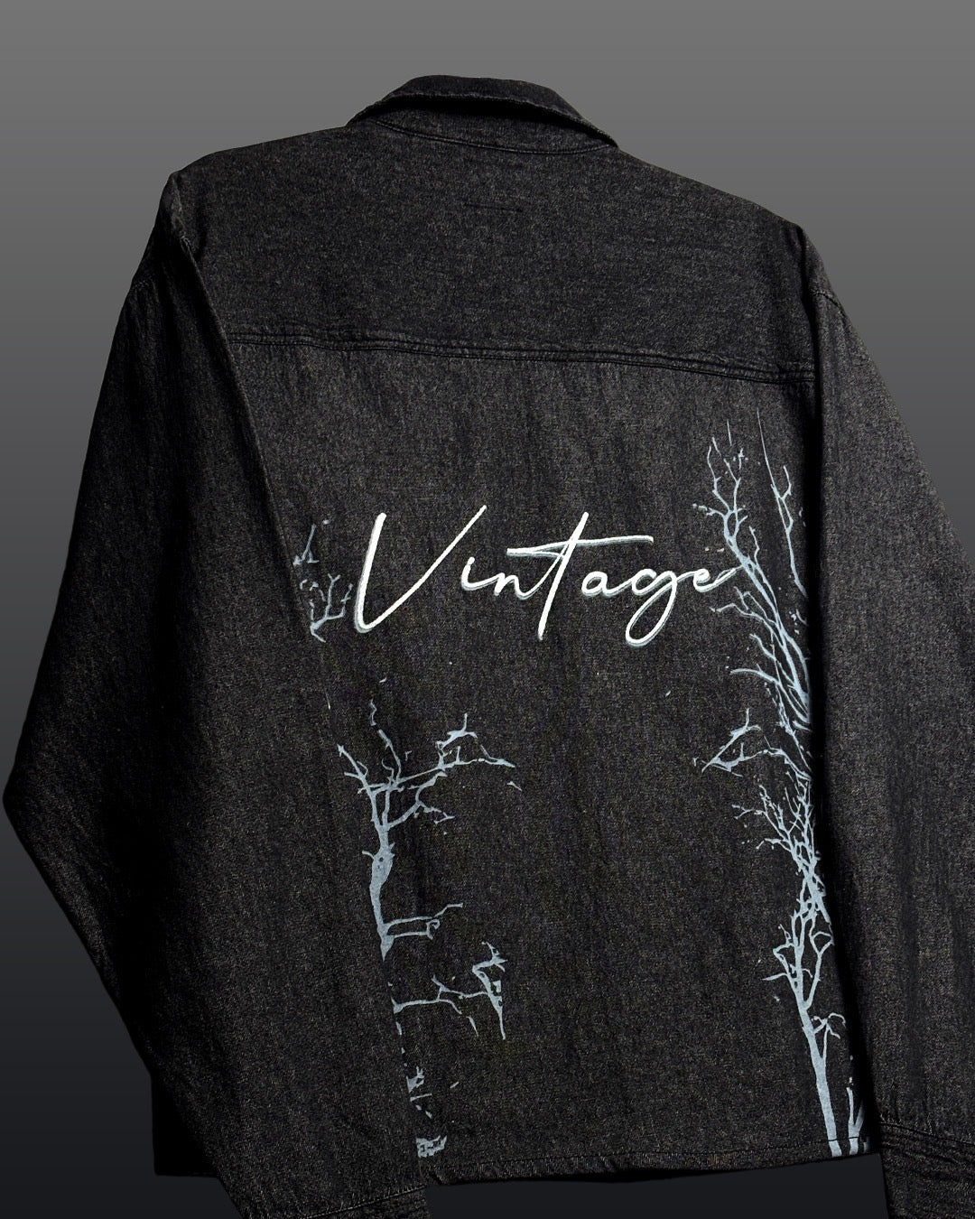 Vintage Black Long Sleeve Denim Shirt