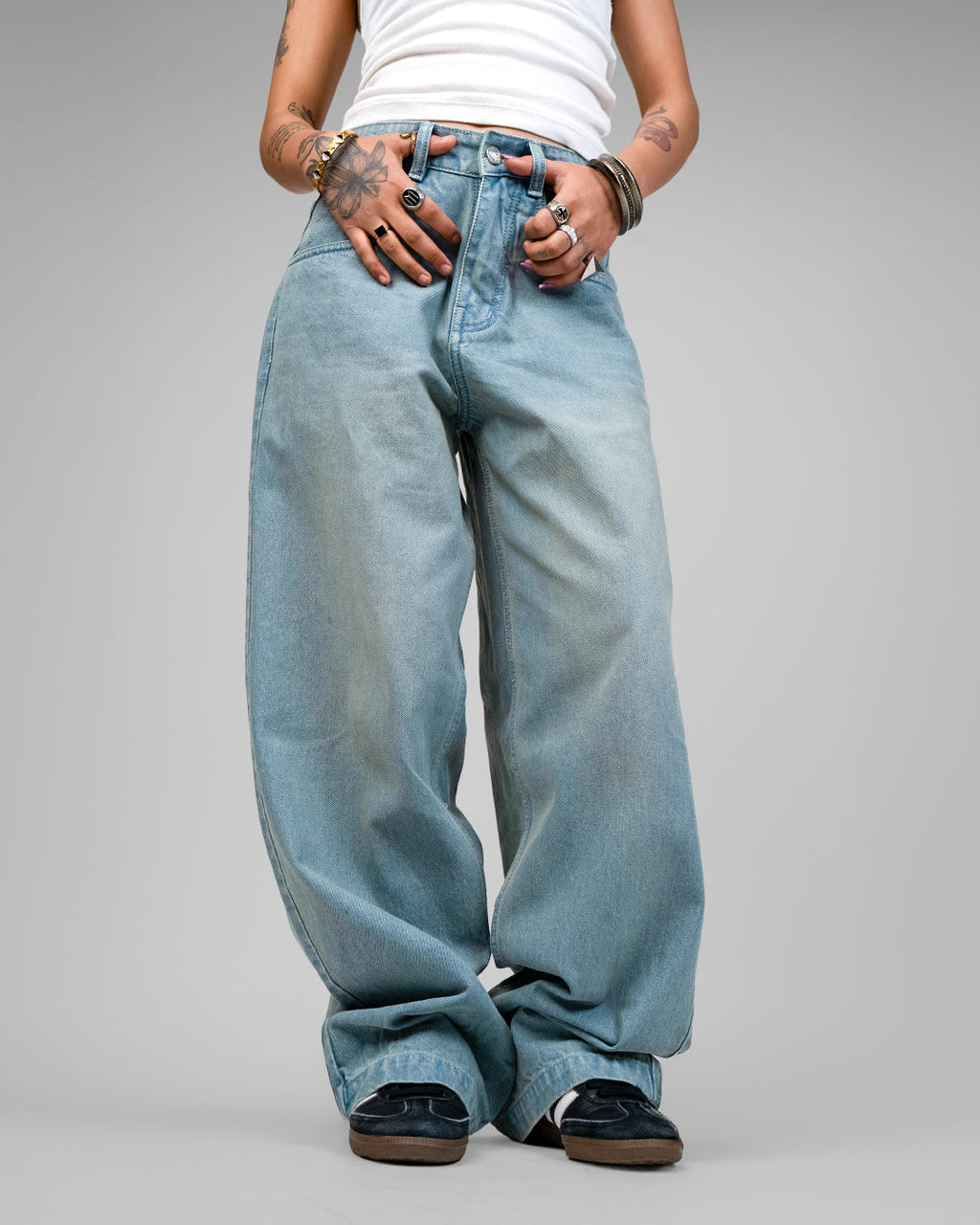Frost Blue Baggy Denim Jeans