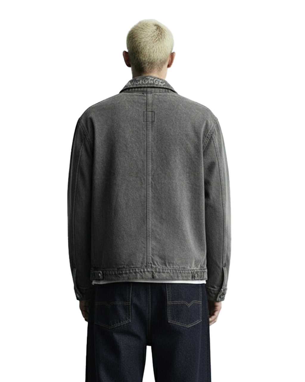Grey Long Sleeve Stitched Denim Overshirt