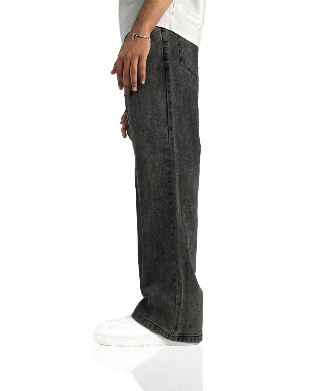 Washed Grey Straight Cut Jeans