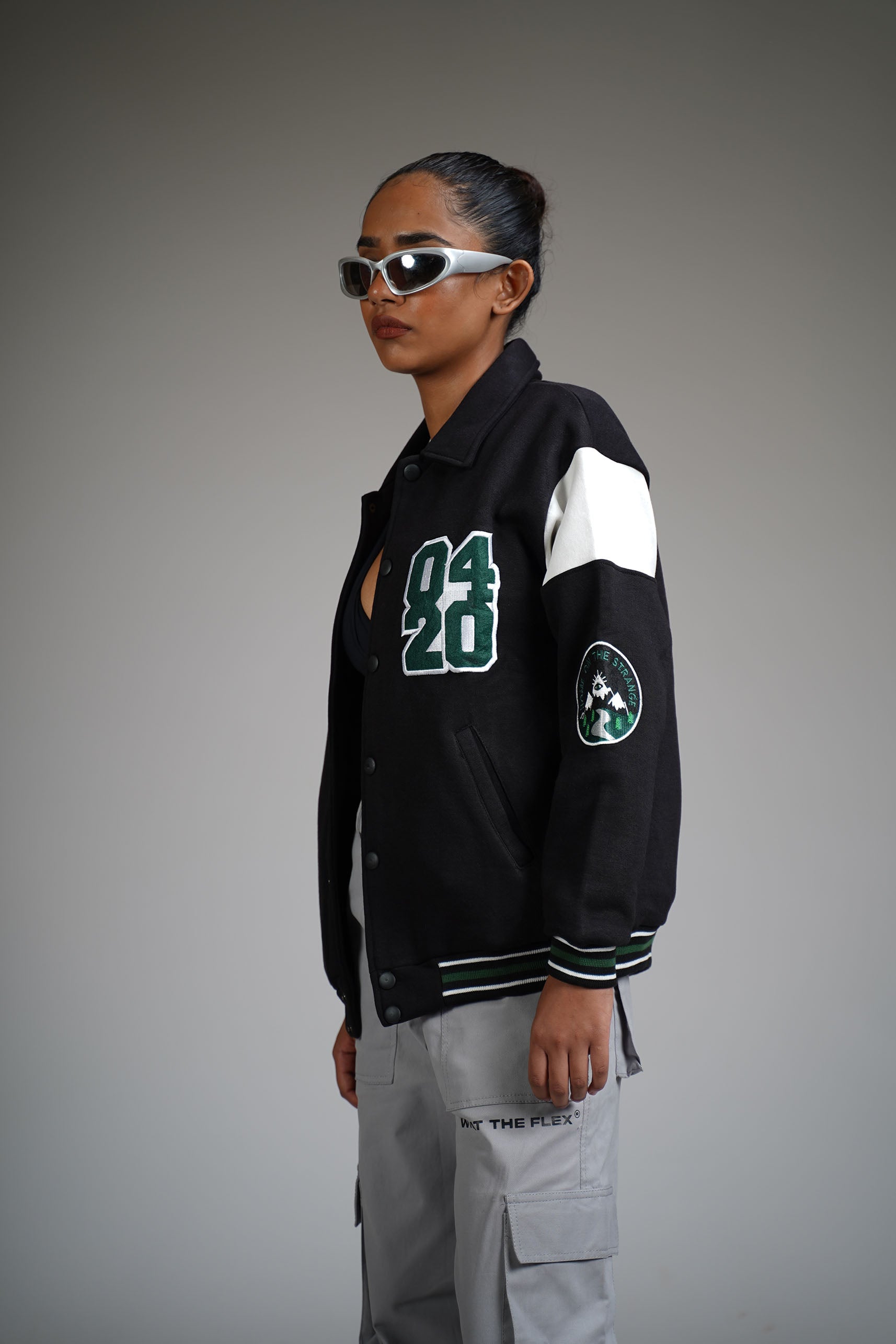 Prayer Over Panic Black Varsity Jacket