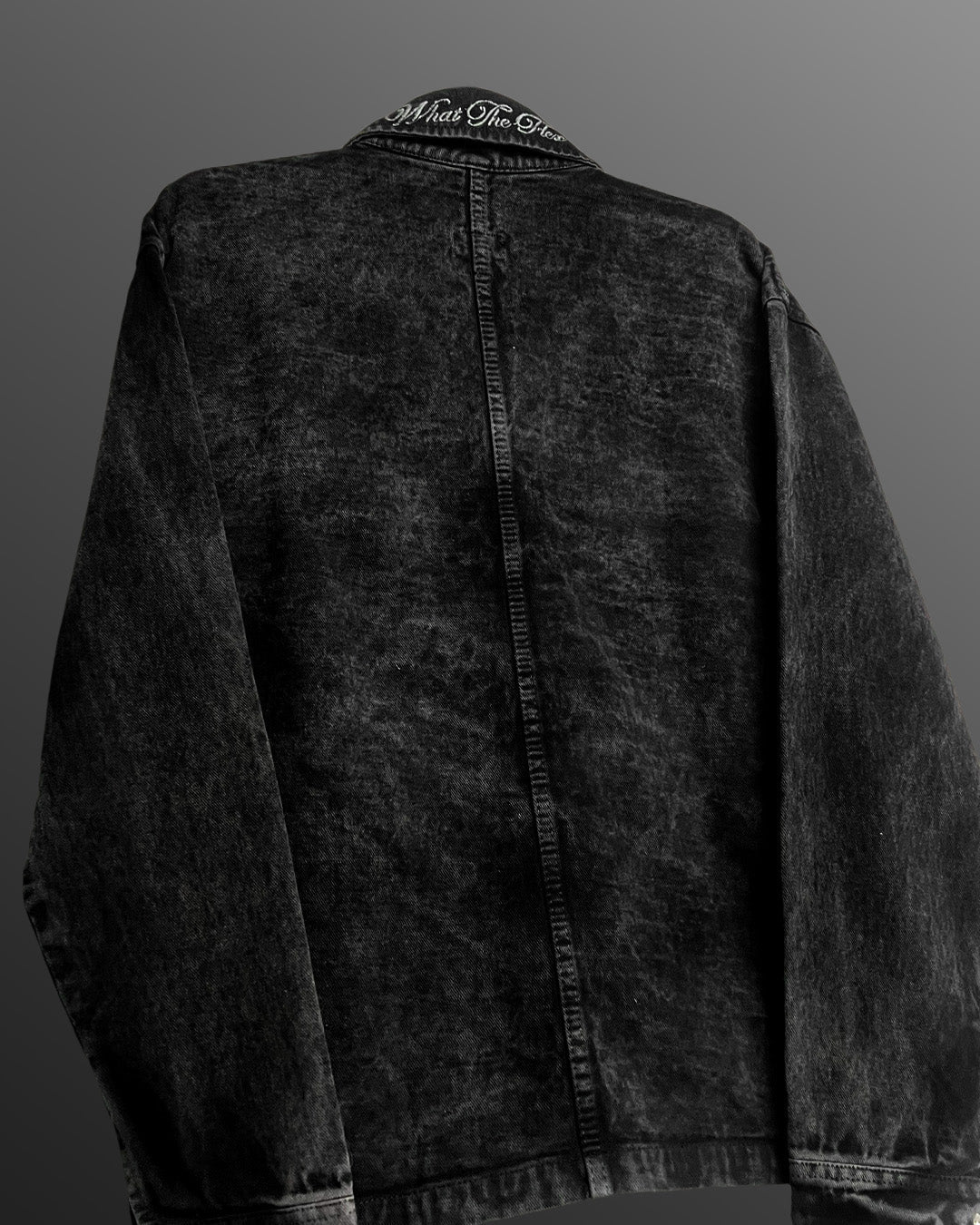 Black Long Sleeve Stitched Denim Overshirt