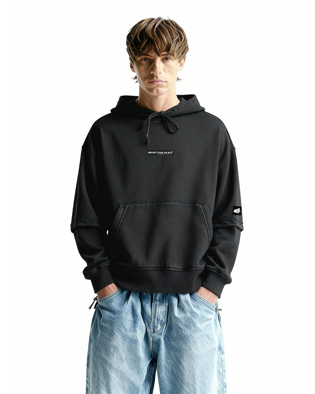 Washed Out Black Boxy-Fit Hoodie