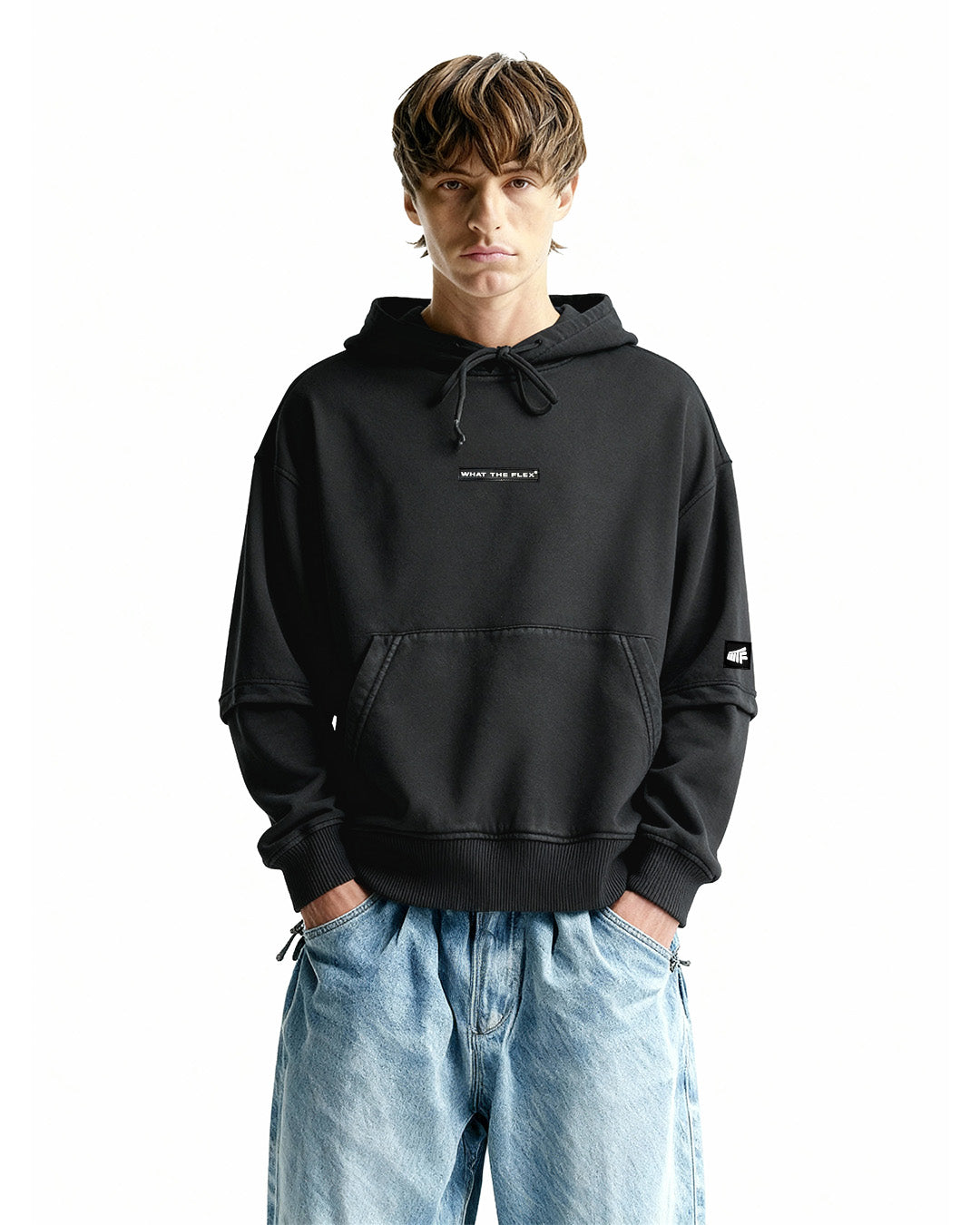 Washed Out Black Boxy-Fit Hoodie