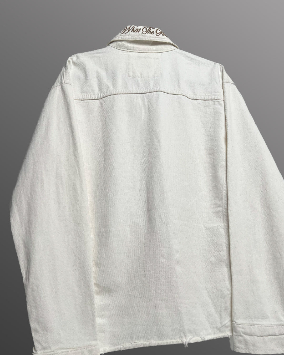 Cream Long Sleeve Stitched Denim Overshirt